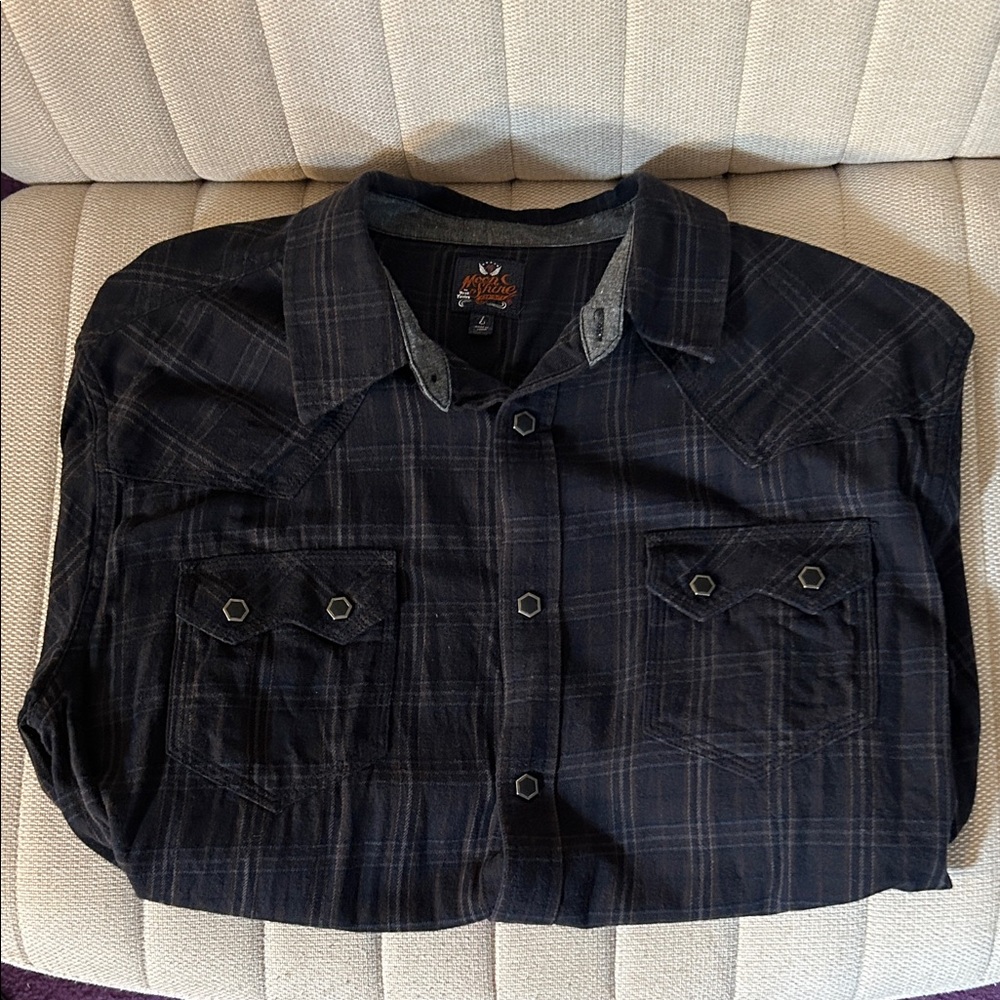 MOONSHINE SPIRIT MEN'S BLACKSMITH PLAID PRINT LONG SLEEVE SNAP WESTERN SHIRT
